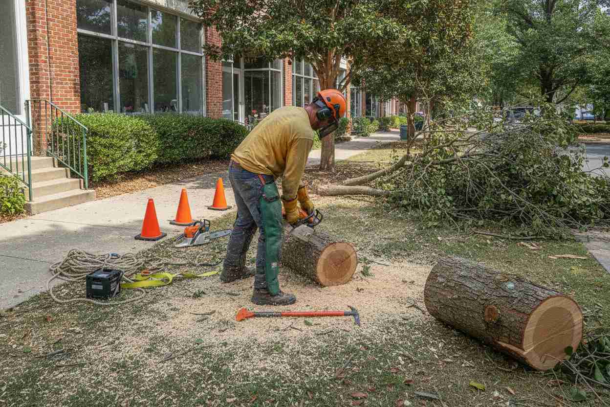 Storm damage tree removal scene near The Children