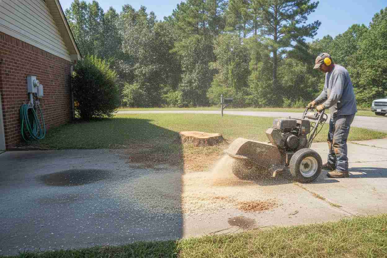 Safe, efficient, and precise tree removal in progress on an Easley, SC property.